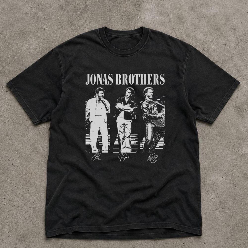 Jonas Brothers Fanart Printed Black Graphic T-shirt